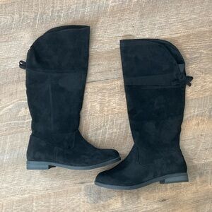 Cat & Jack | Black Pull Up Faux Suede Knee High Riding Boots